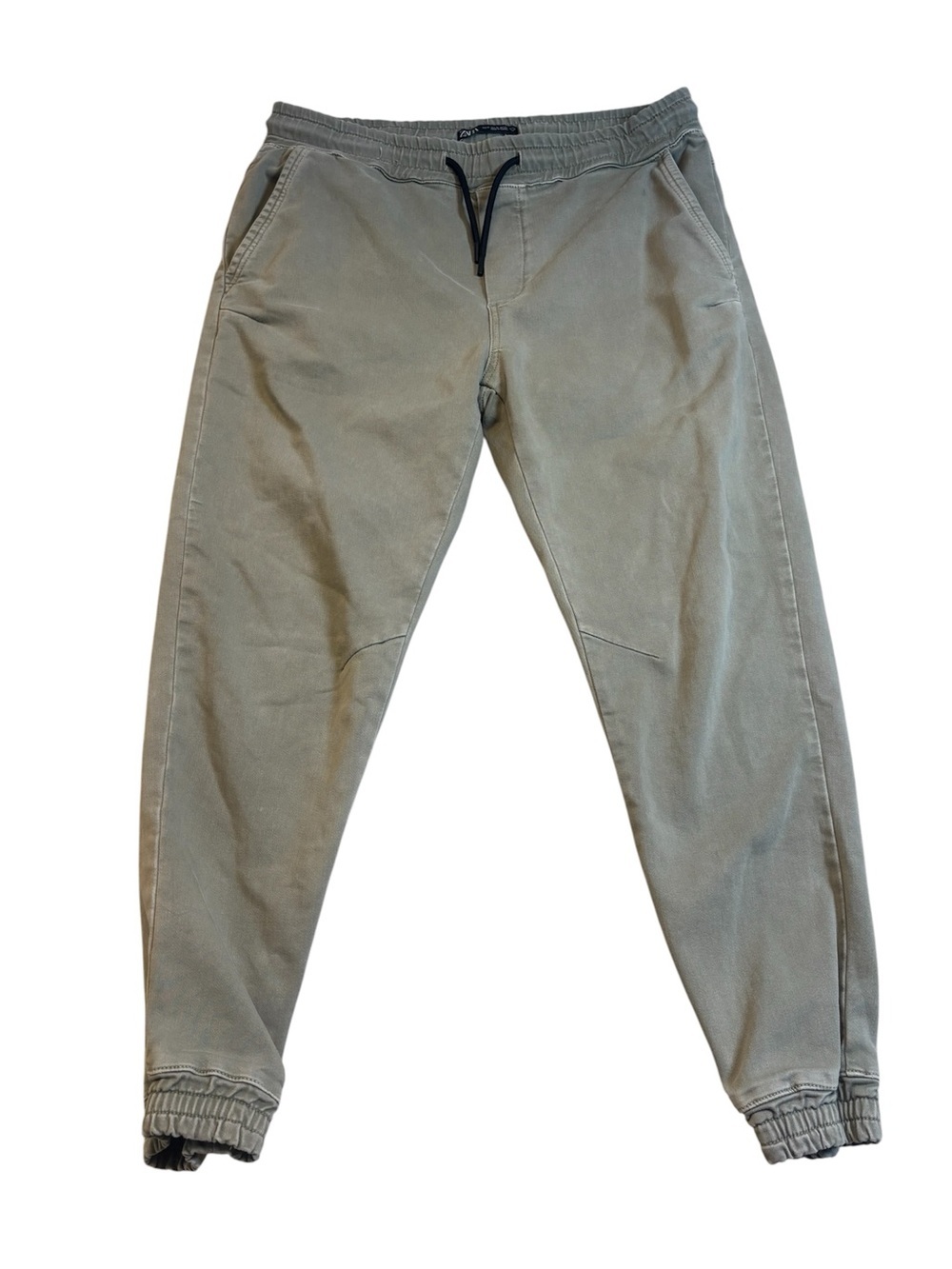 Zara Men’s Slim Fit Denimwear Jogger Pants XL Faded Olive Green Drawstring